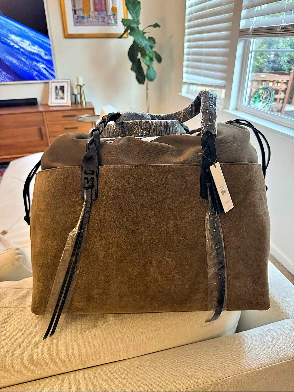 Banana Republic Large Leather East-West Tote Olive